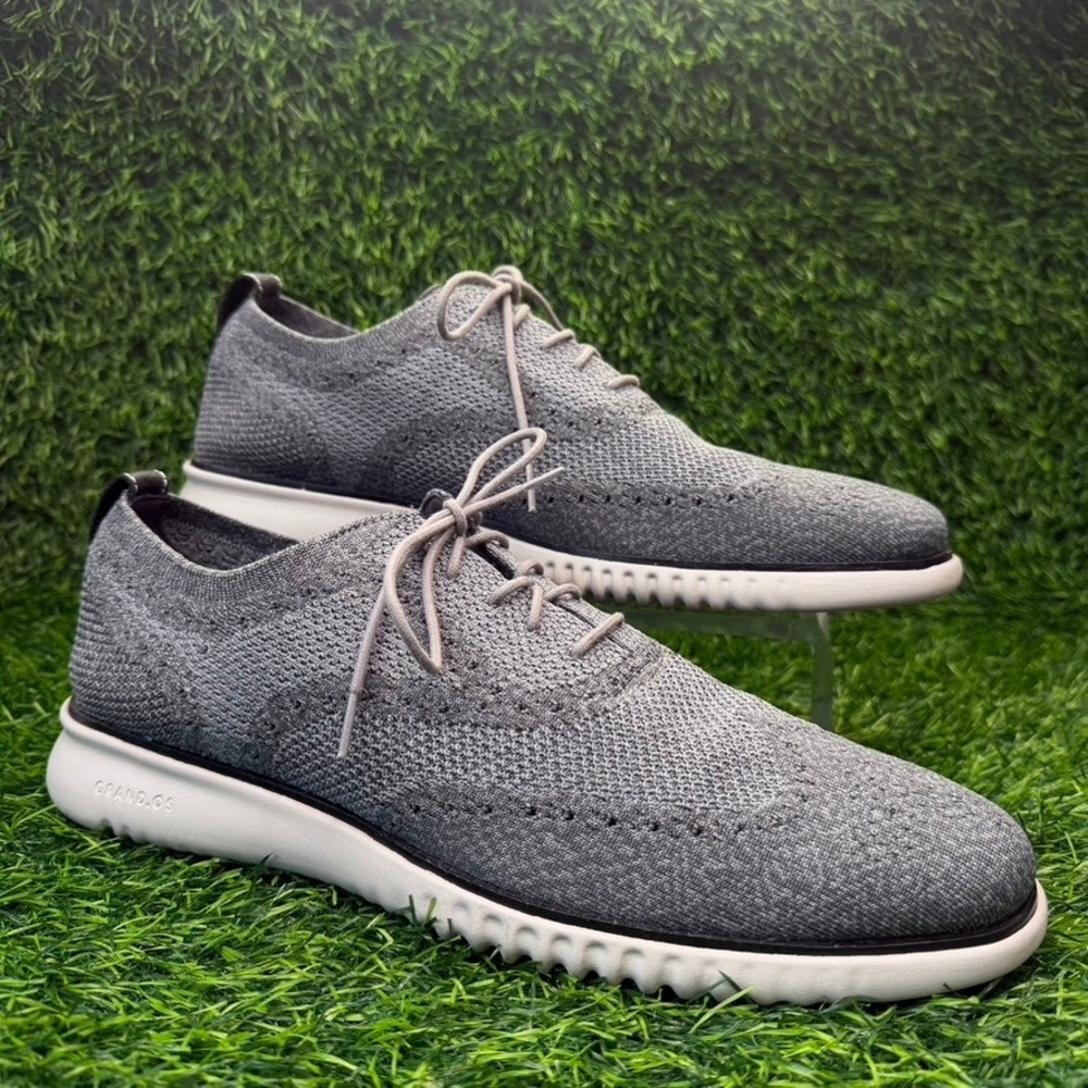 Cole Haan 2.Zerogrand Mens 13 Grey Stitchlite Wingtip Oxford C27565 Knit Low Top